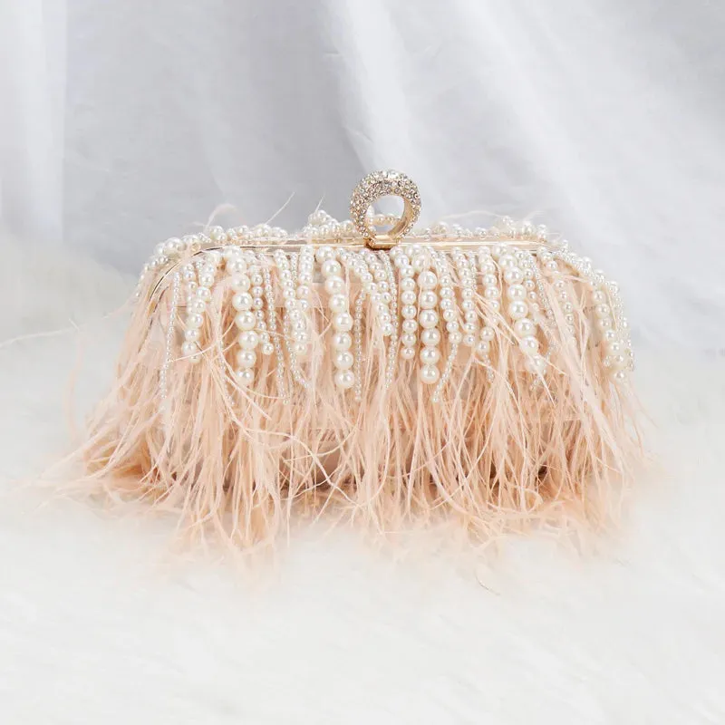 Feather Me Funky Rhinestone Clutch