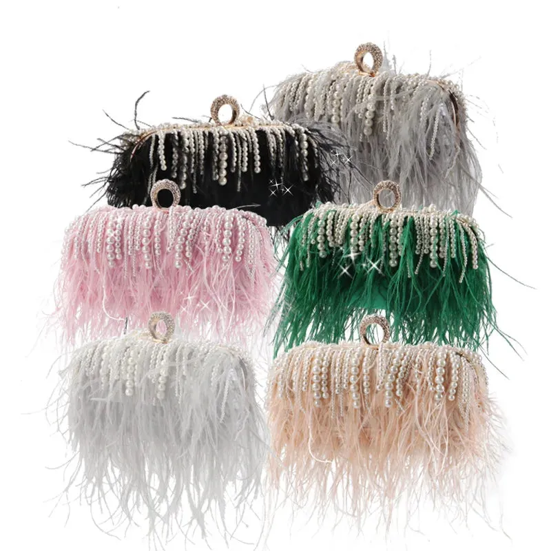 Feather Me Funky Rhinestone Clutch