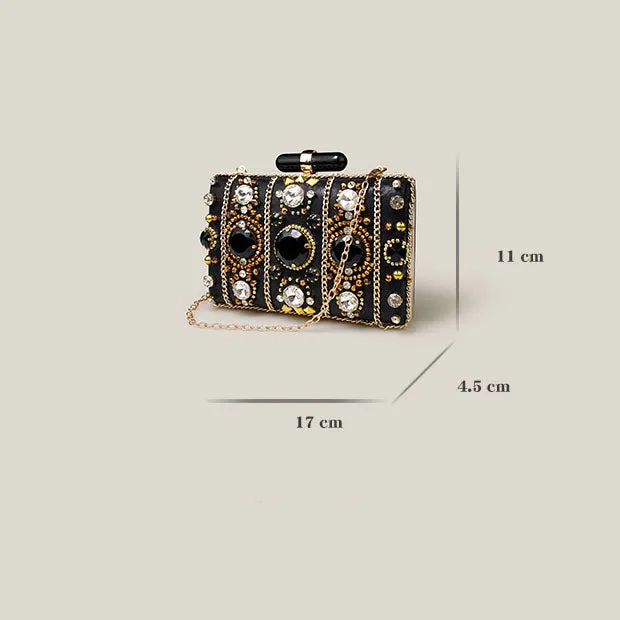 French Stylish Black Mini Women's Evening Clutch Bag