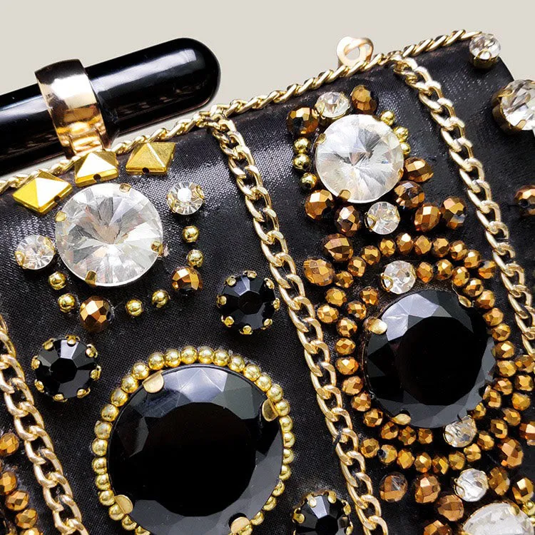 French Stylish Black Mini Women's Evening Clutch Bag