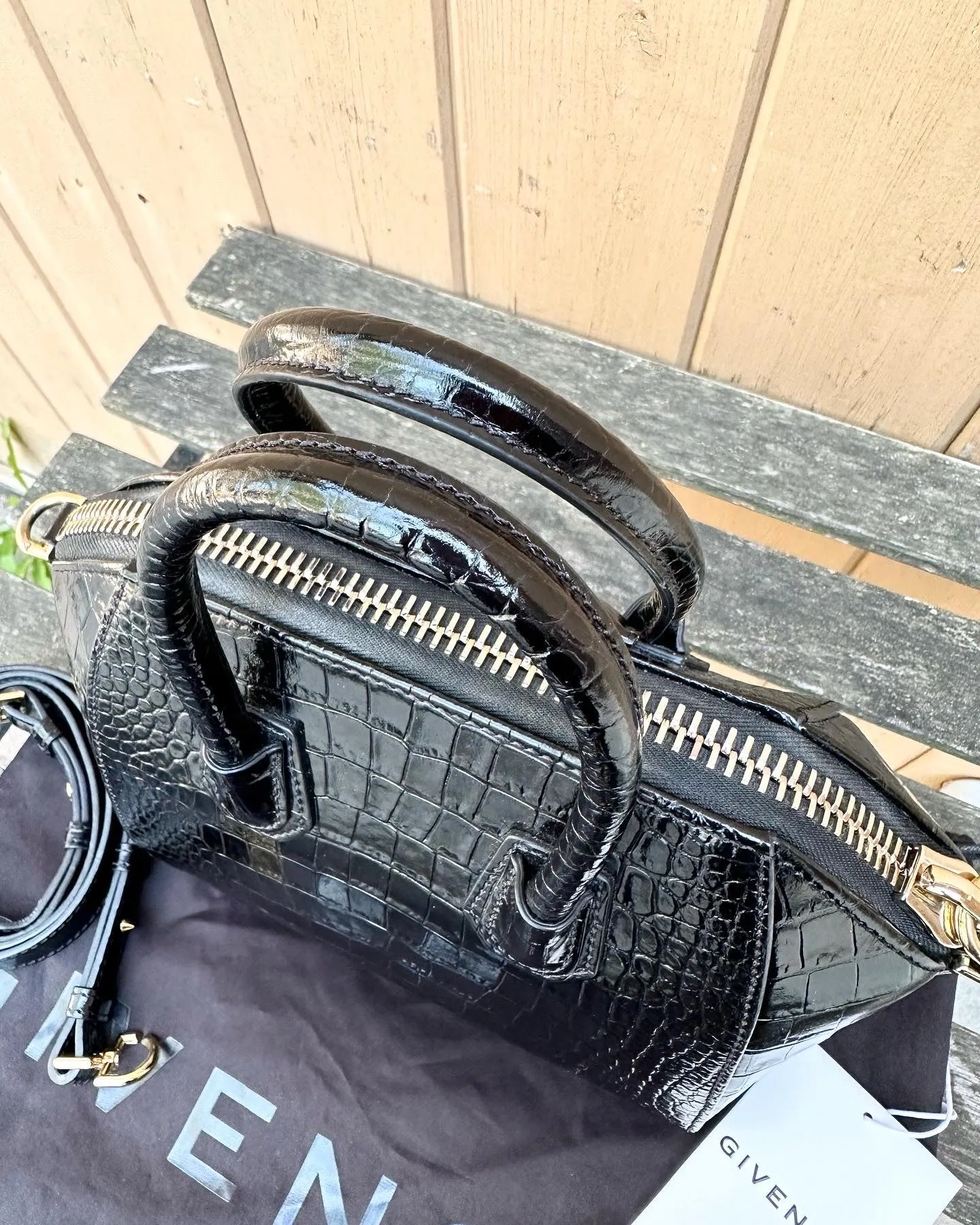 GIVENCHY Mini Antigona Croc Embossed Handle Crossbody Bag
