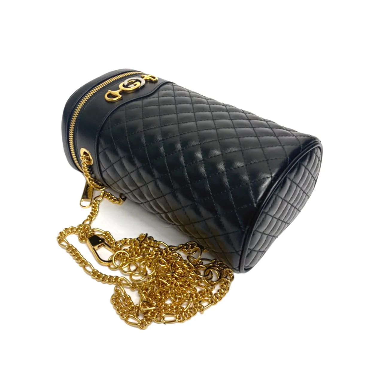 Gucci 572298 0YKNX 1000 Women's Black Quilted Leather Belt / Shoulder Bag (GG2076)