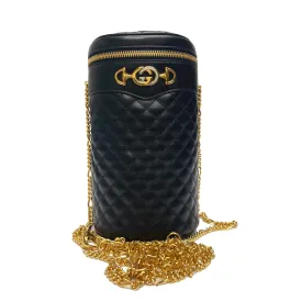 Gucci 572298 0YKNX 1000 Women's Black Quilted Leather Belt / Shoulder Bag (GG2076)