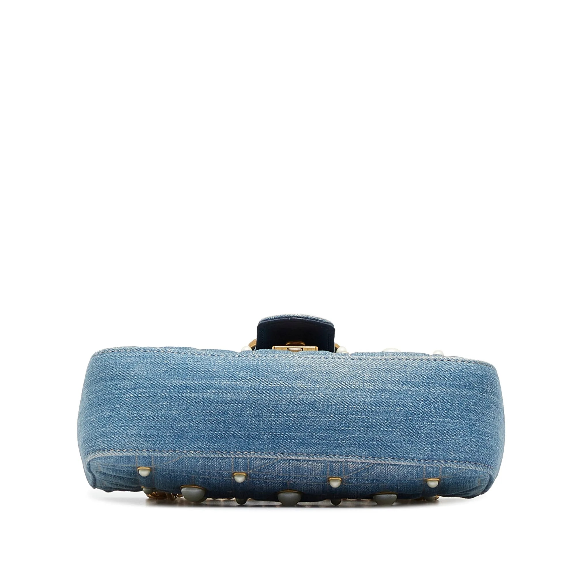 Gucci Pearly GG Marmont Mini Blue Denim Matelassé