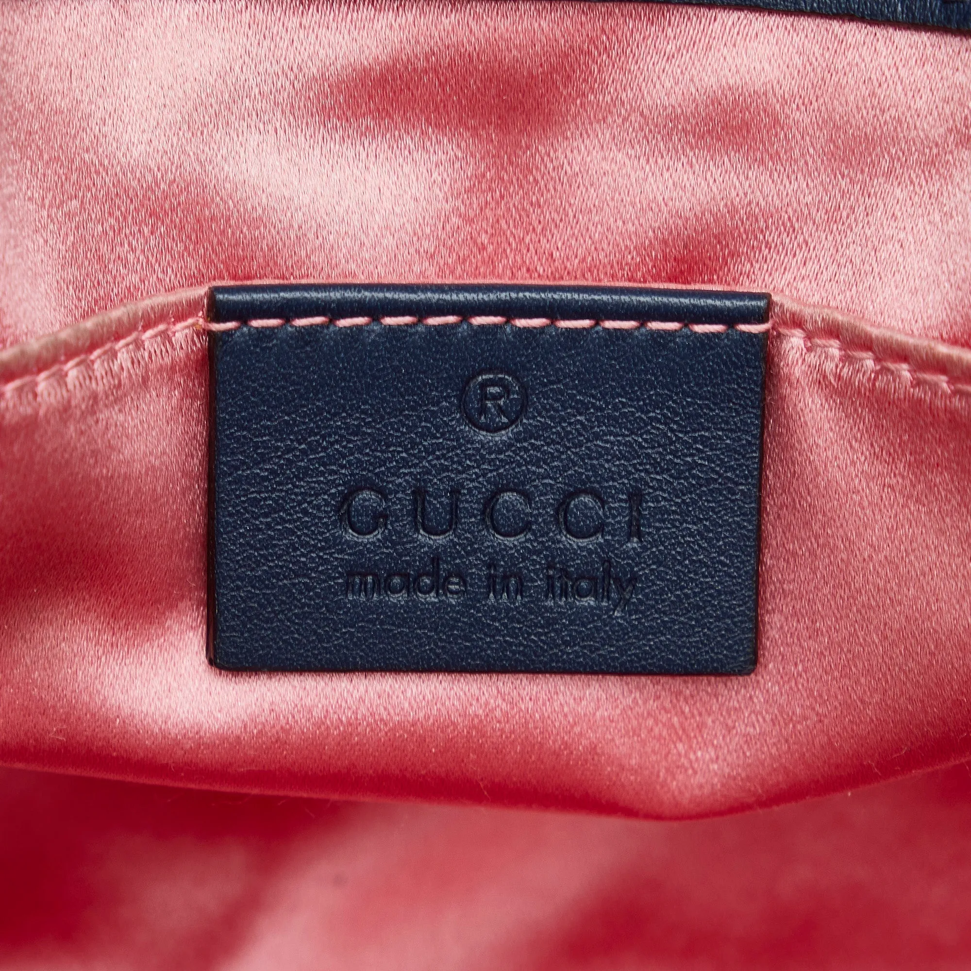 Gucci Pearly GG Marmont Mini Blue Denim Matelassé