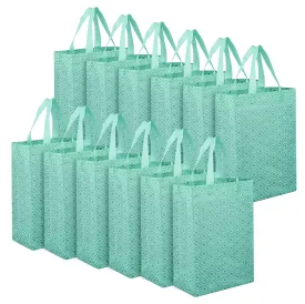 Heart Home Shopping Handbag | Grocery Handbag | Shopping Bag | Grocery Shopping Bag | Reusable Shopping Bags | Vegetable Bag | Eye-Print Carry Bag | Pack of 12 | Green