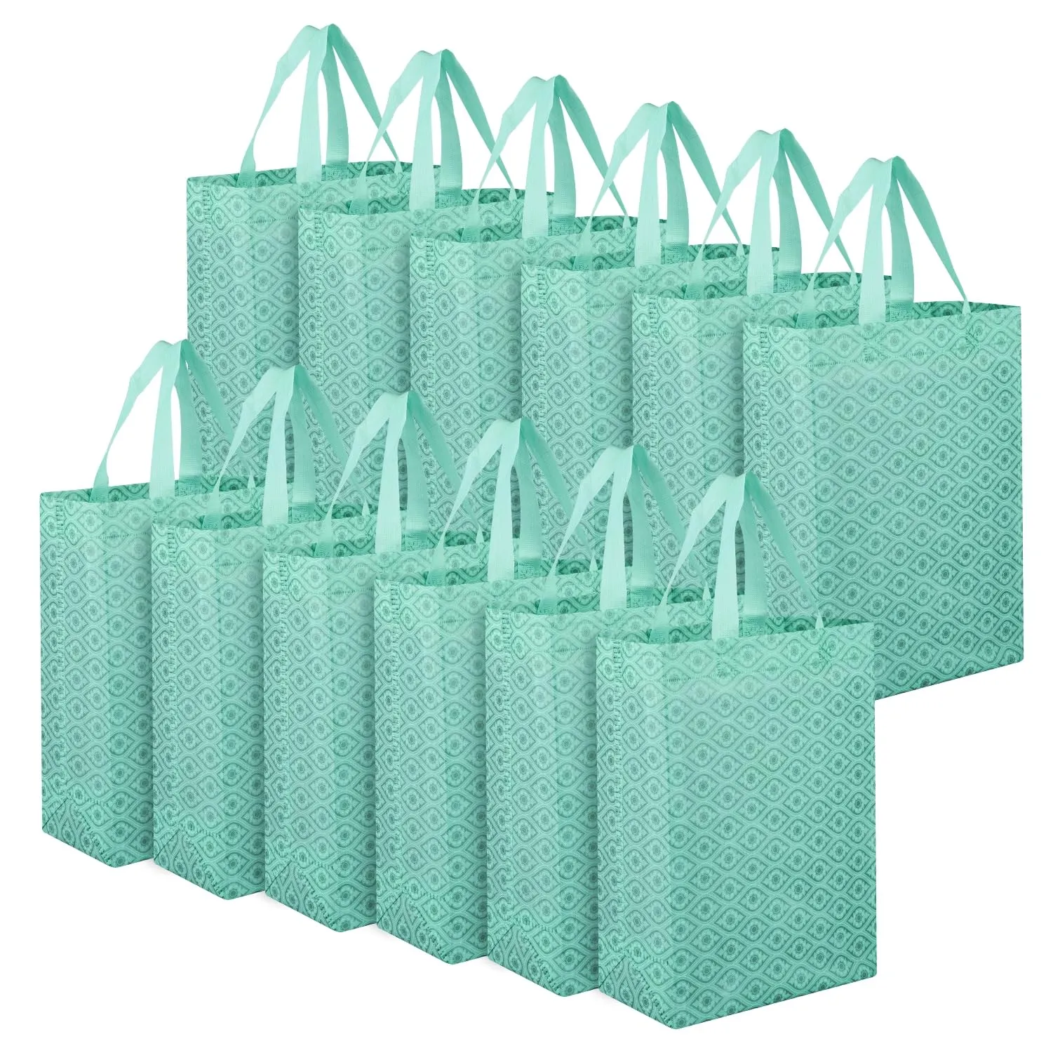 Heart Home Shopping Handbag | Grocery Handbag | Shopping Bag | Grocery Shopping Bag | Reusable Shopping Bags | Vegetable Bag | Eye-Print Carry Bag | Pack of 12 | Green