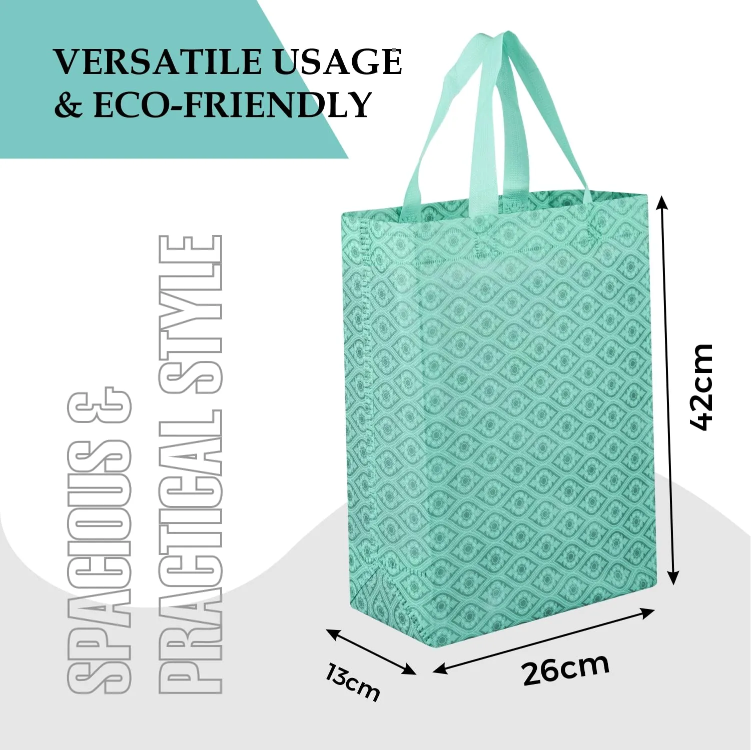 Heart Home Shopping Handbag | Grocery Handbag | Shopping Bag | Grocery Shopping Bag | Reusable Shopping Bags | Vegetable Bag | Eye-Print Carry Bag | Pack of 12 | Green