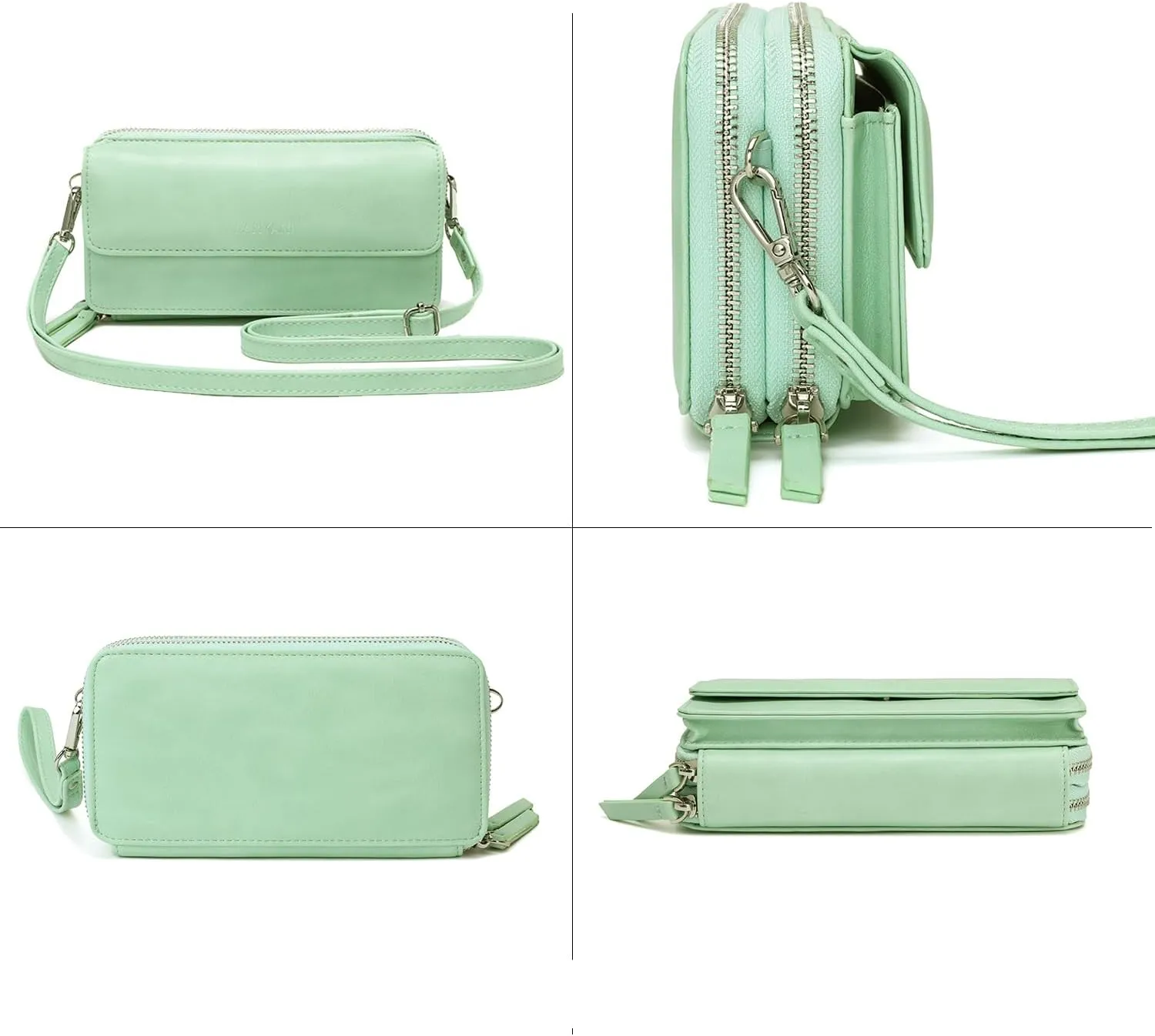 Lanyani RFID Crossbody Wallet Wristlet Purse with Phone Pocket For Women Vegan Leather