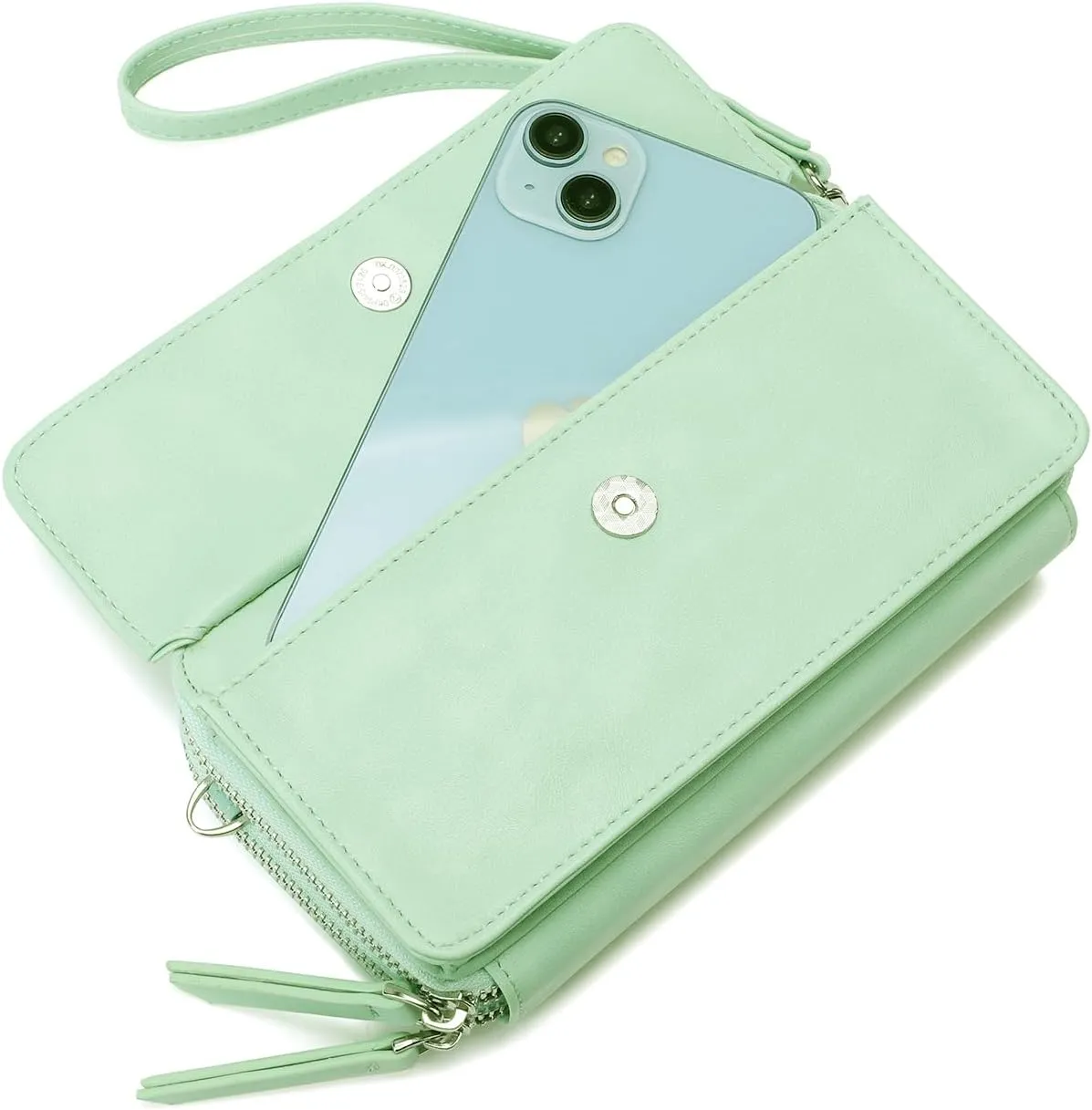 Lanyani RFID Crossbody Wallet Wristlet Purse with Phone Pocket For Women Vegan Leather
