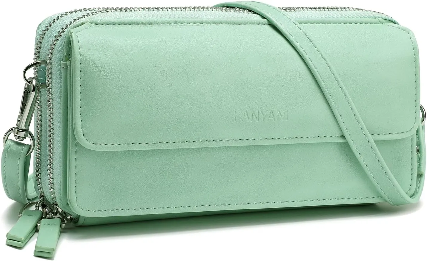Lanyani RFID Crossbody Wallet Wristlet Purse with Phone Pocket For Women Vegan Leather