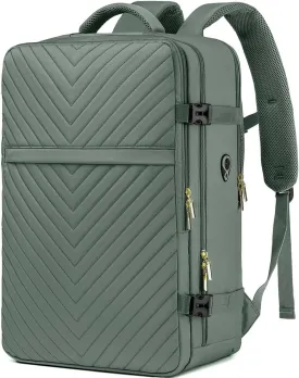 Large Carry On Travel Backpack - Flight Approved Waterproof Luggage Suitcase Backpacks Personal Item Size for Women Men Fit 17 Inch Laptop College Overnight Bag Anti-Theft Weekender Daypack Dark Green