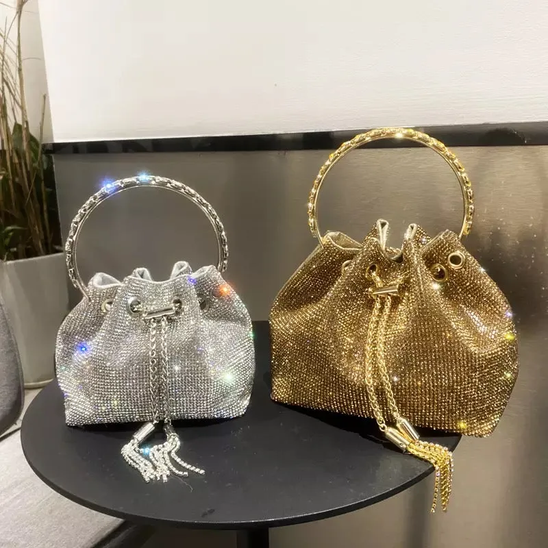 Luxury Rhinestone Bucket Clutch
