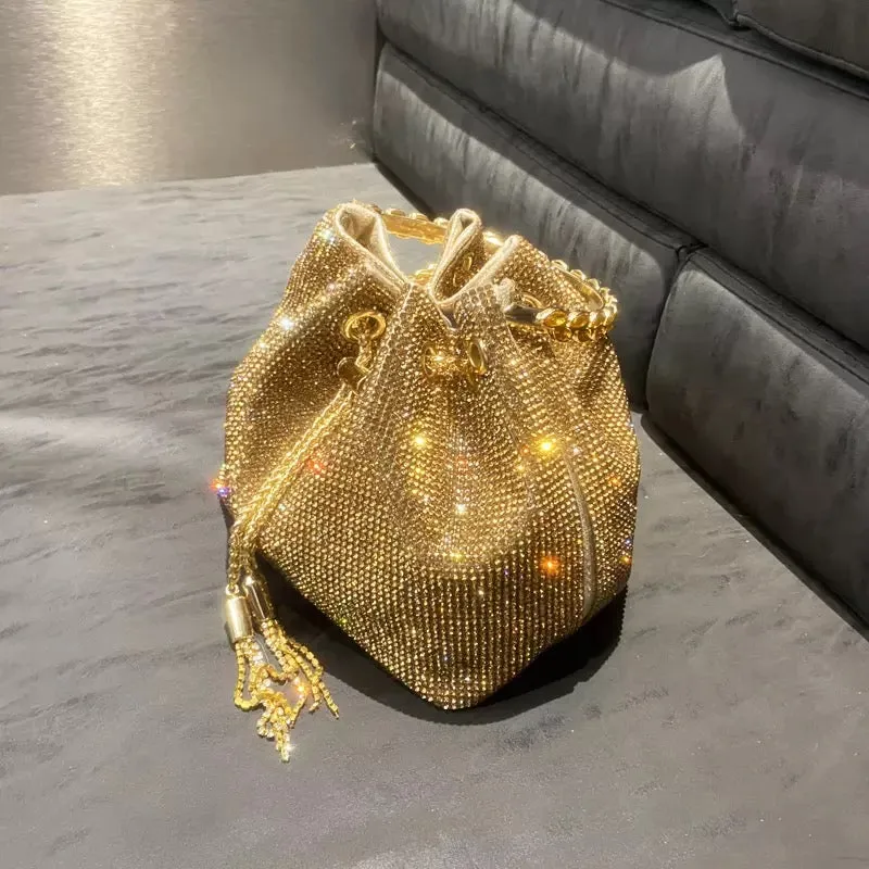 Luxury Rhinestone Bucket Clutch