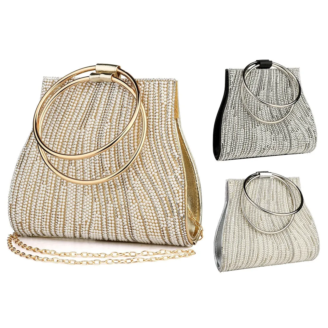 Maisie Rhinestone Clutch with Pearl Detailing