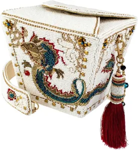 Mary Frances Noble Dragon Beaded Top Handle Handbag  Oriental Bridal Purse with Mythical Motif, Multicolor