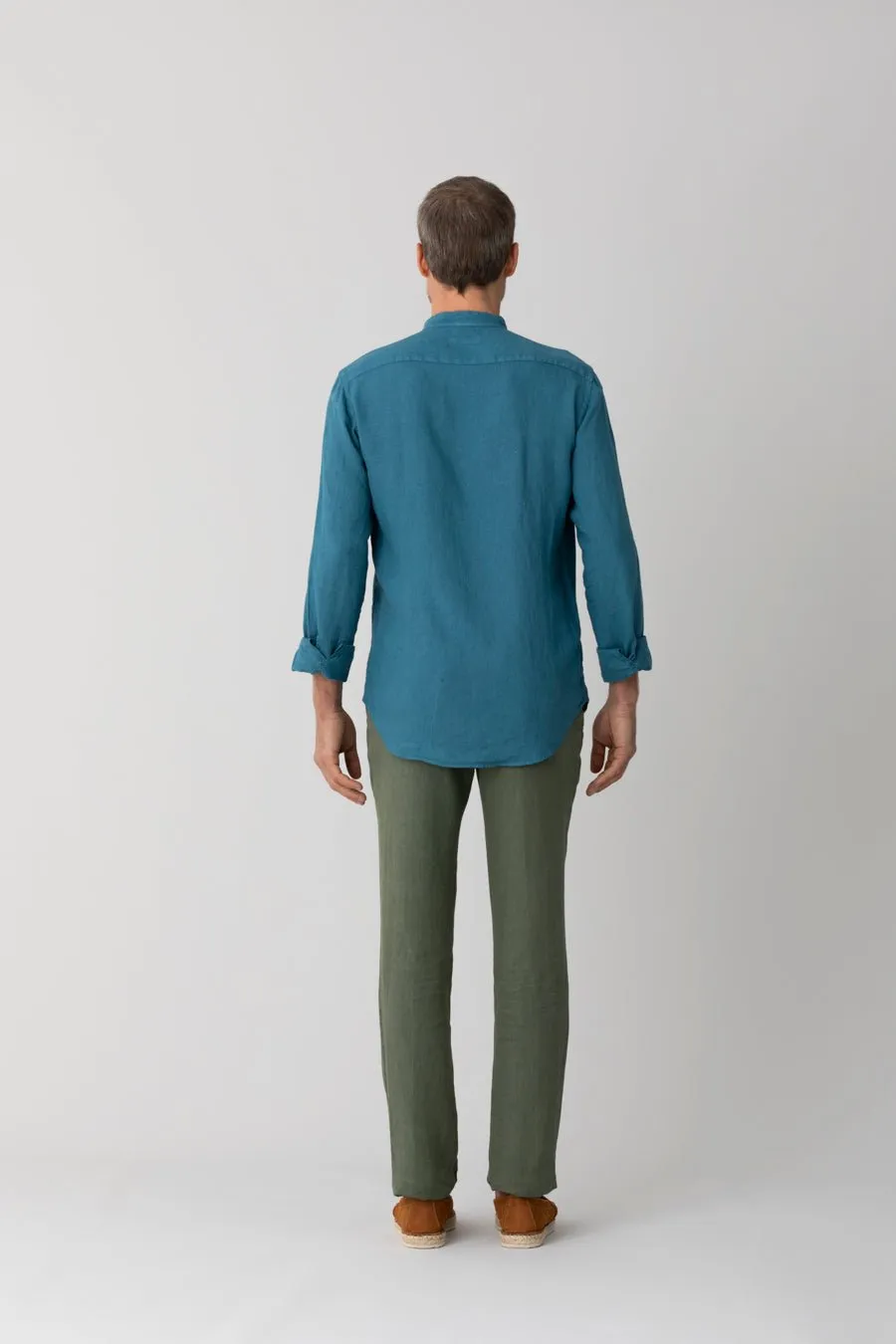 military green basic linen pants