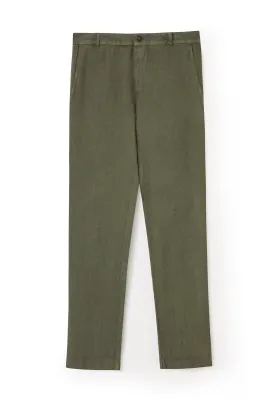military green basic linen pants