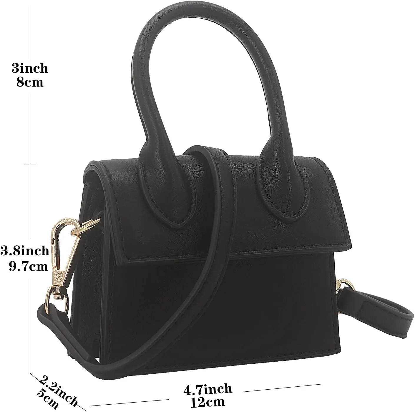 Mini Crossbody Bag for Women Girls Synthetic Leather Flap Purse Styling Top-Handle Clutch Handbag