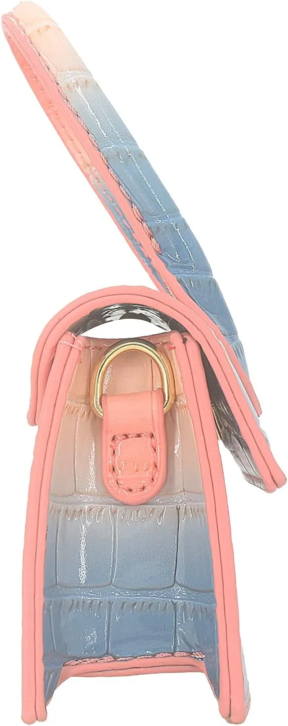 Mini Crossbody Bag for Women Girls Synthetic Leather Flap Purse Styling Top-Handle Clutch Handbag