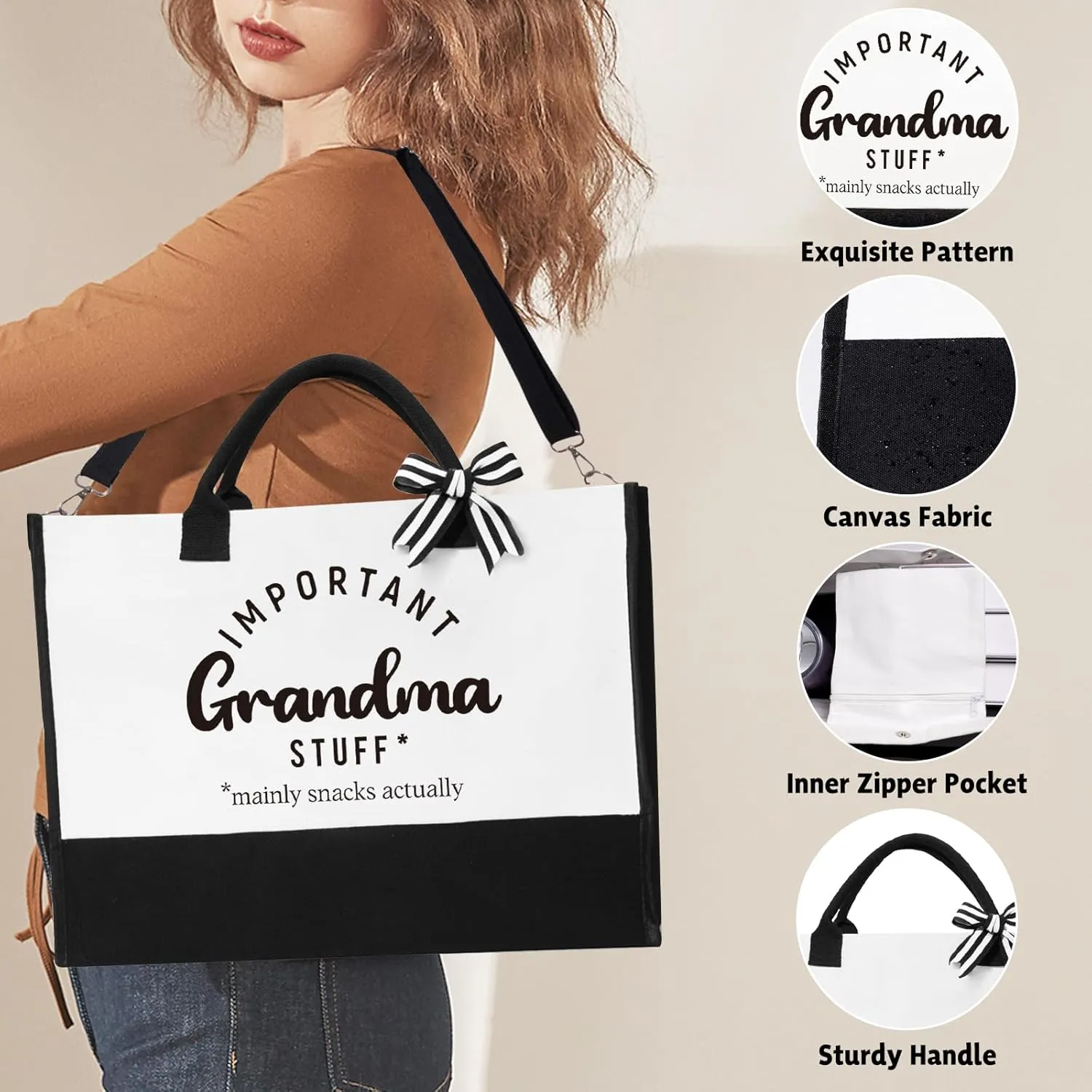 Mothers Day Gifts for Grandma, Birthday Gifts for Grandma, 16 Oz Glass Cup Tote Bag Makeup Bag Gift Basket from Granddaughter Grandson, Christmas Thanksgiving Ideas for Grandmother