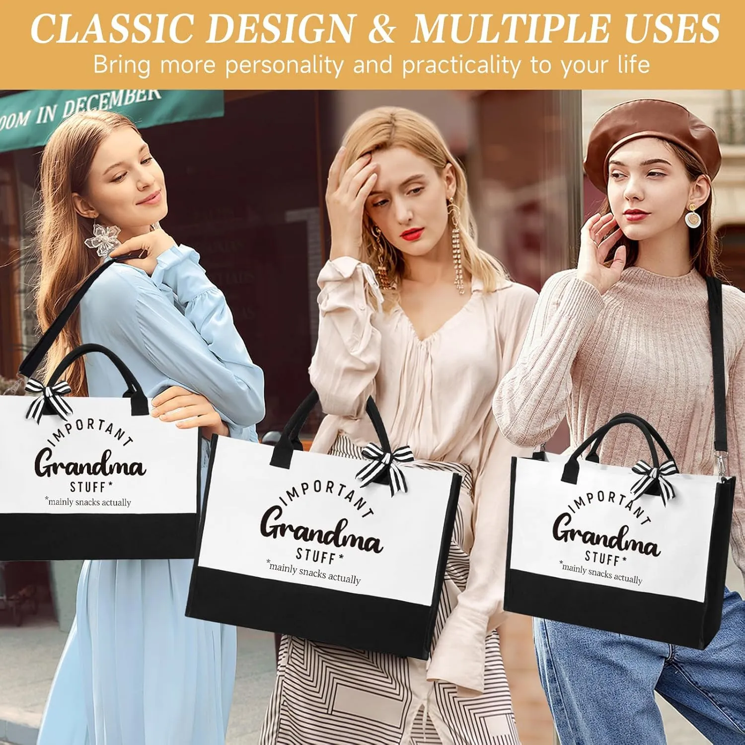 Mothers Day Gifts for Grandma, Birthday Gifts for Grandma, 16 Oz Glass Cup Tote Bag Makeup Bag Gift Basket from Granddaughter Grandson, Christmas Thanksgiving Ideas for Grandmother