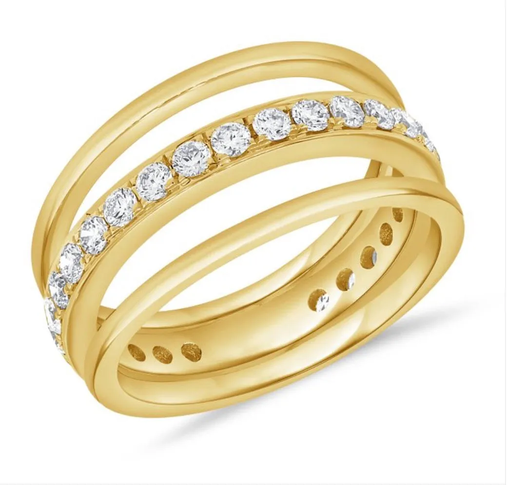 Multiple Band Ring with Channel Set Diamonds