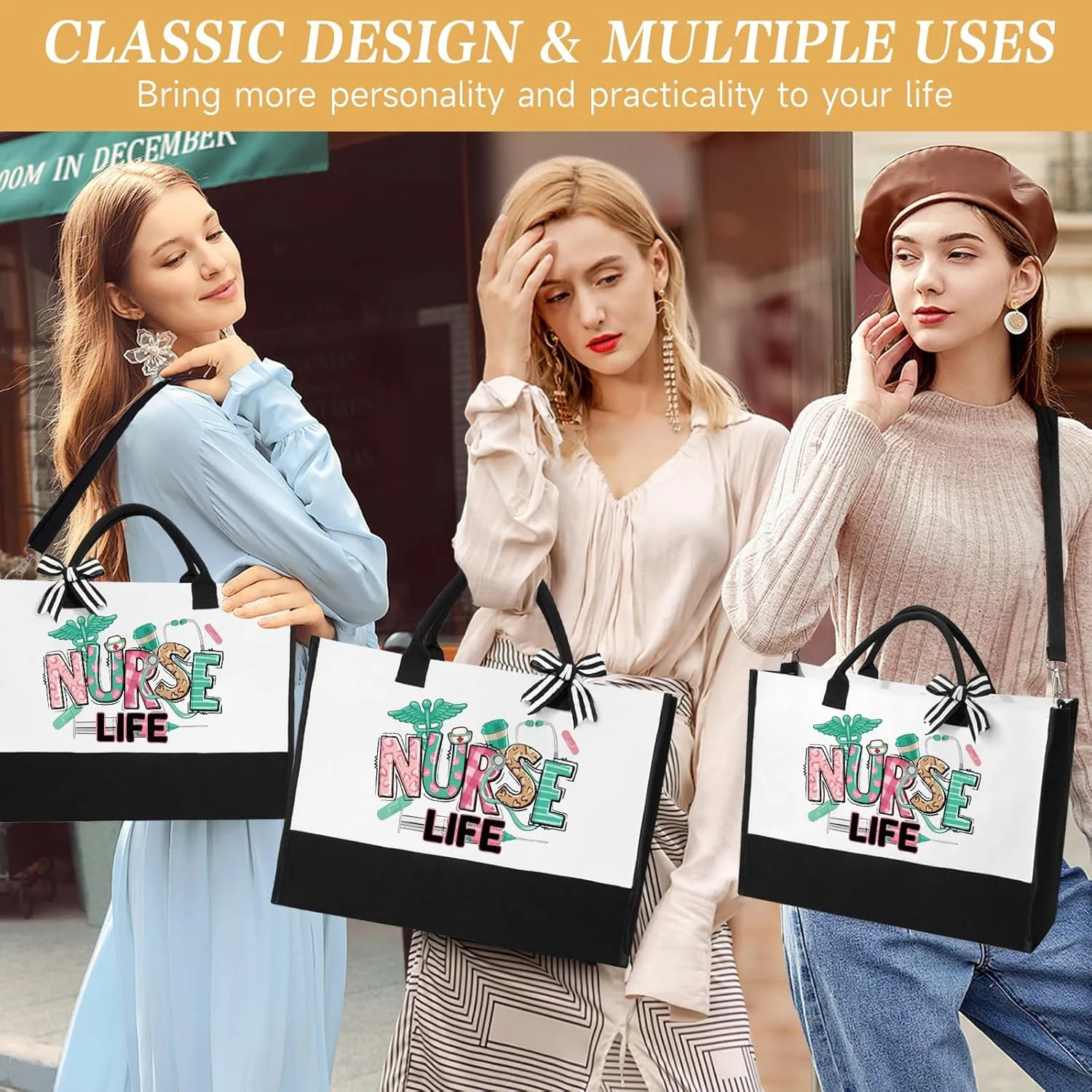 Nurse Gifts for Women 2025, Nurse Appreciation Gifts Nurses Week Set, Nursing Student Graduation Birthday Gift Baskets, Funny Nurses Canvas Tote Bag Tumbler Keychain Socks Thank You Gift for Women