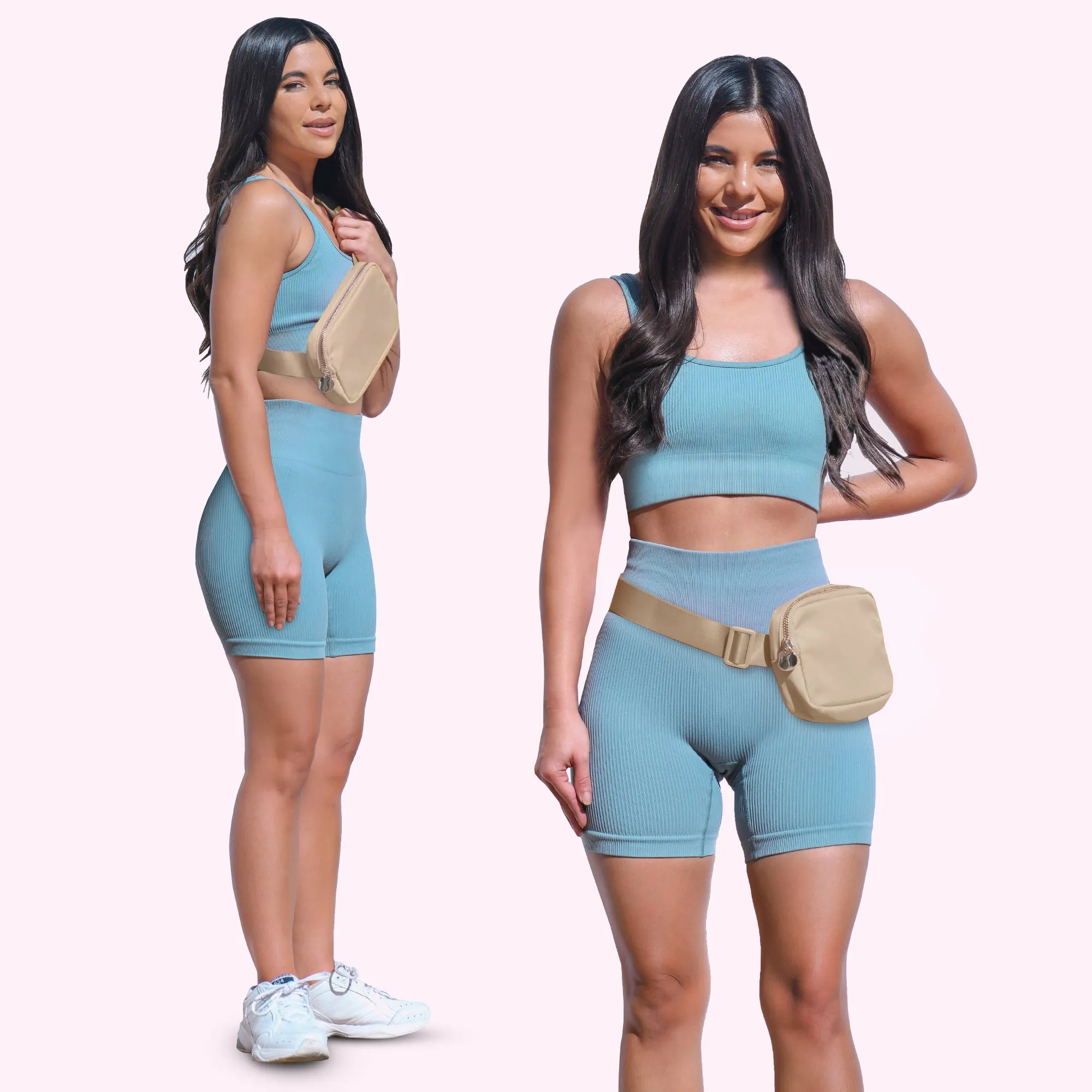 Nylon Belt Bag - Beige Fanny Pack For Women - Crossbody Bag Waist Pack Bum Bag