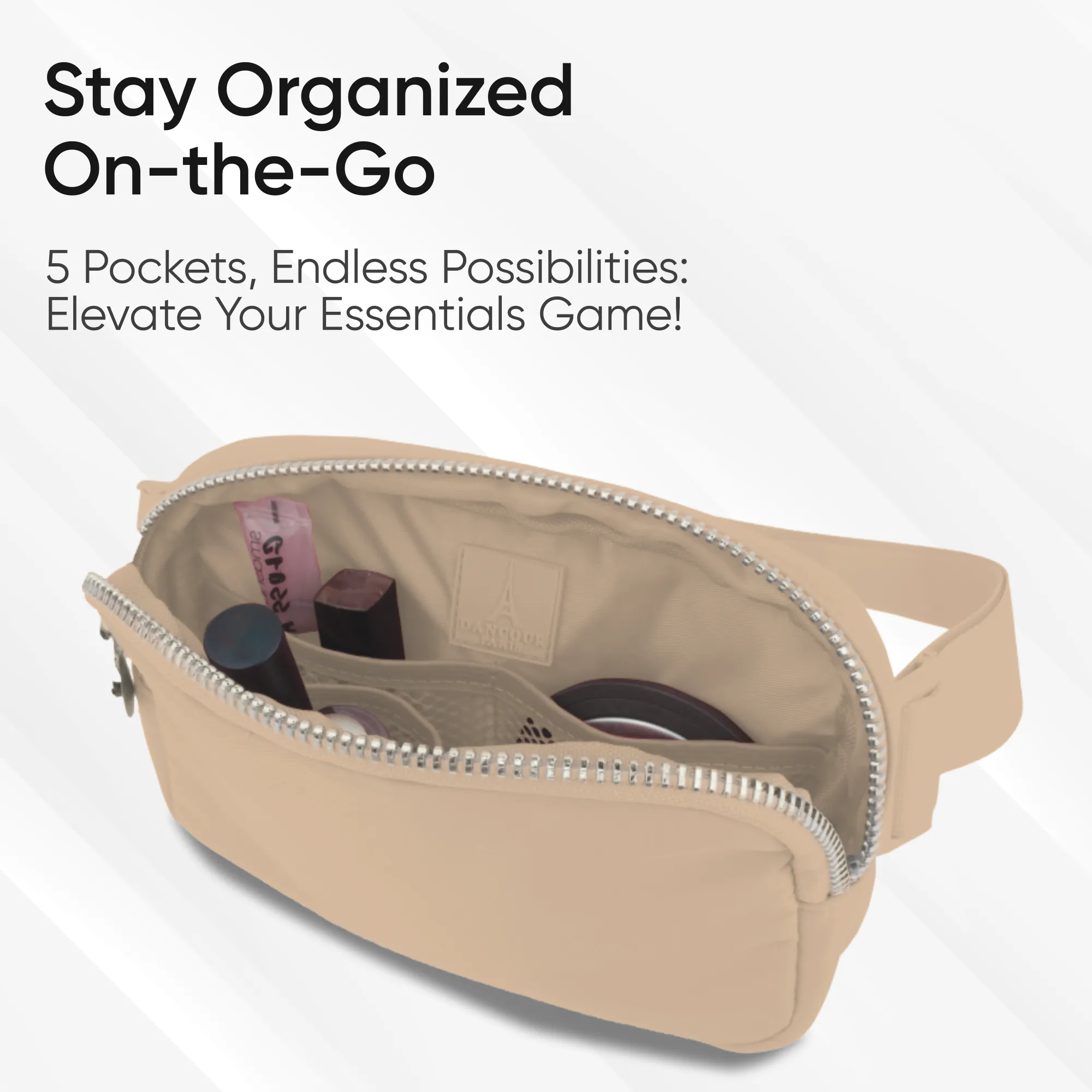 Nylon Belt Bag - Beige Fanny Pack For Women - Crossbody Bag Waist Pack Bum Bag