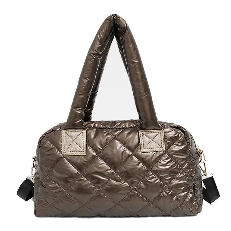Nylon Shell Down Women Messenger Bag Ladies Quilted Handbag
