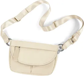 ODODOS 1.2L Mini Crossbody Bag with Adjustable Strap Festival Bag Fanny Pack for Outdoor, Workout, Travel, and Casual, Ivory