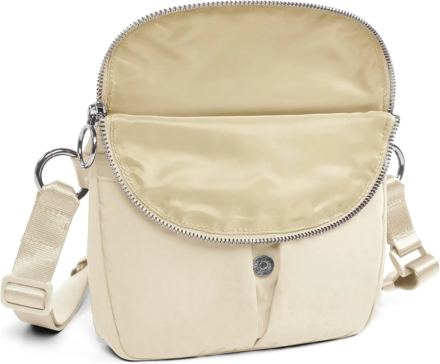 ODODOS 1.2L Mini Crossbody Bag with Adjustable Strap Festival Bag Fanny Pack for Outdoor, Workout, Travel, and Casual, Ivory