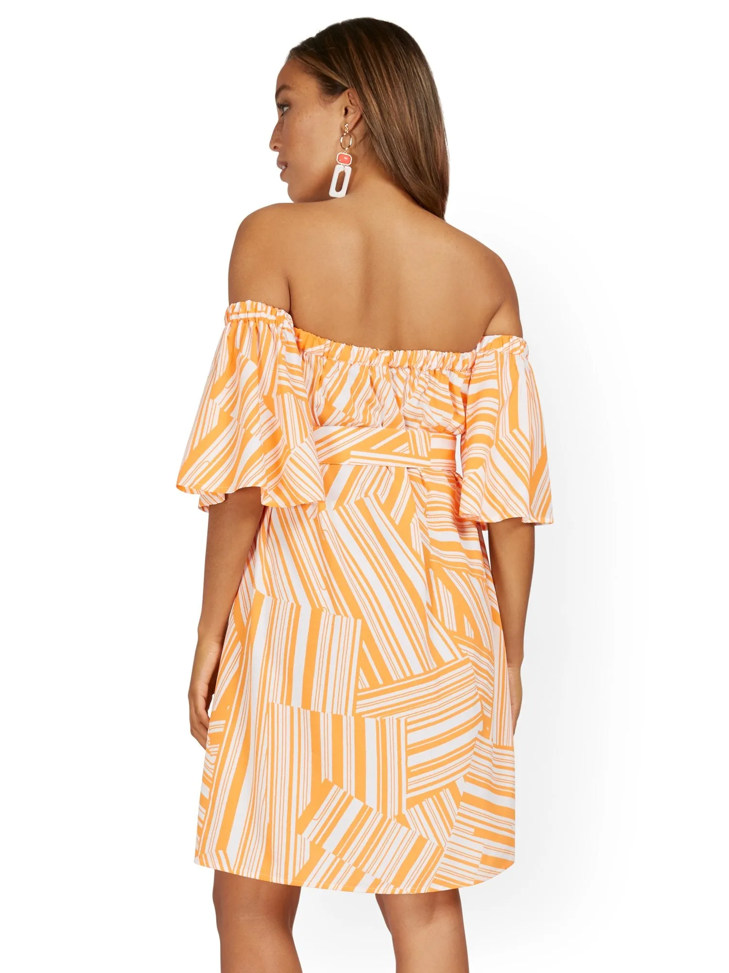 Off-The-Shoulder Belted Dress