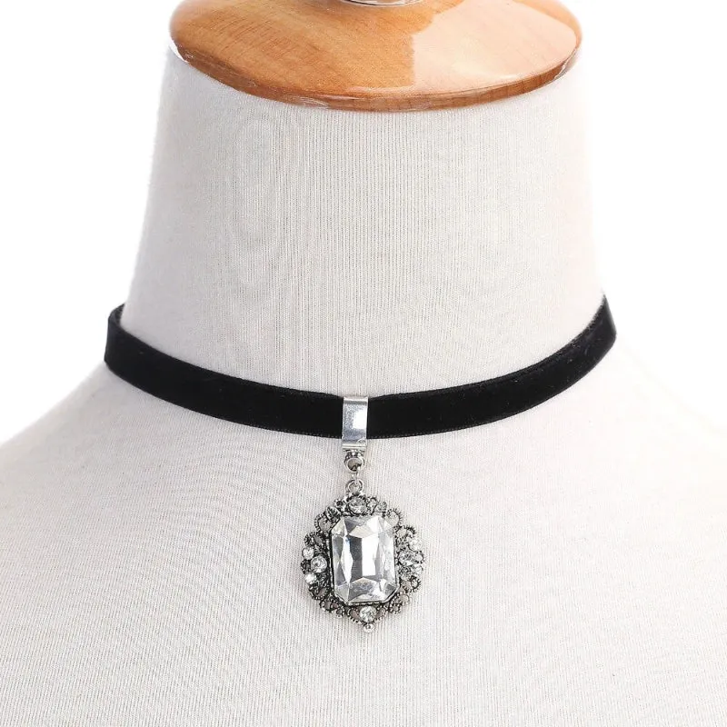 On-trend Fashion Statement Square Shape Rhinestone Choker Necklaces