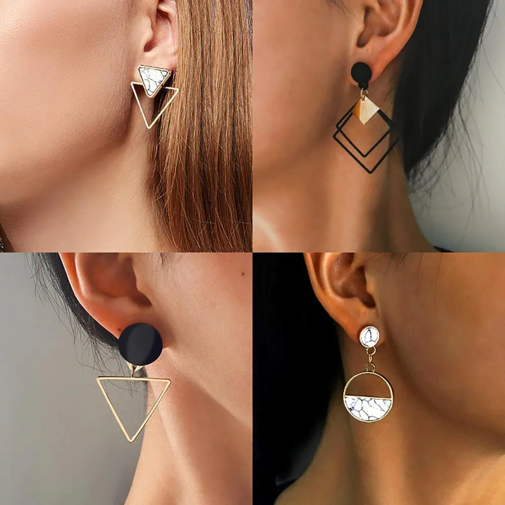 On-Trend Geometric Shape Drop Earrings