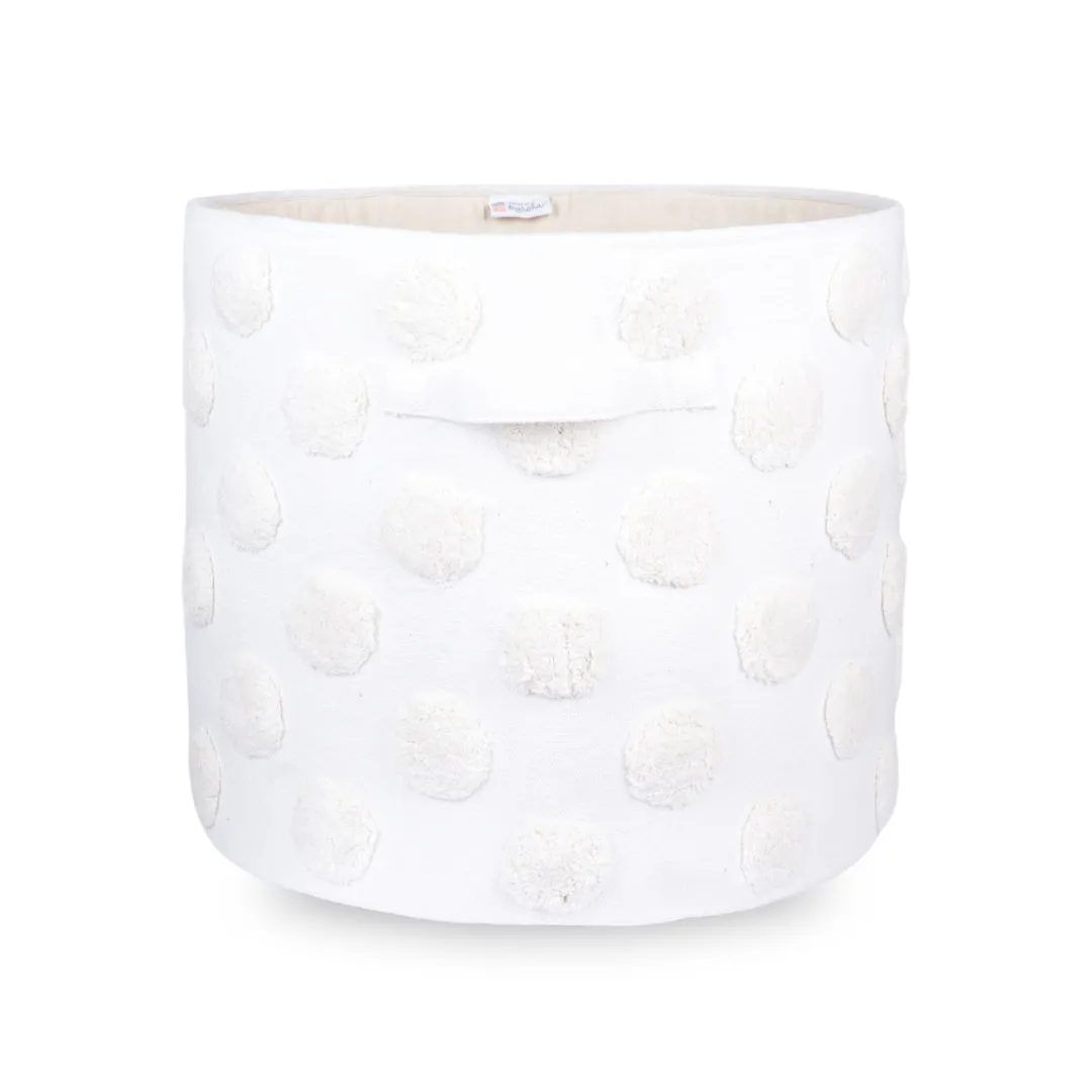 PomPom Extra-Large Round Beige Toy Storage Basket