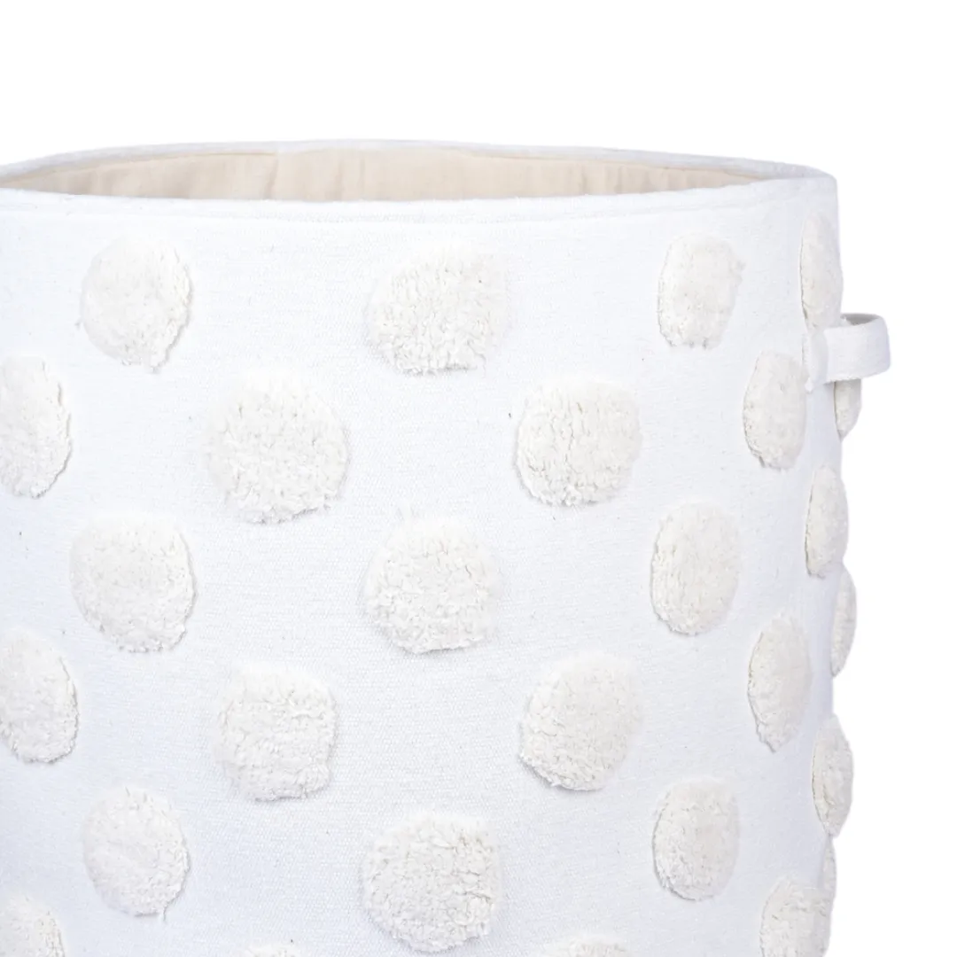 PomPom Extra-Large Round Beige Toy Storage Basket