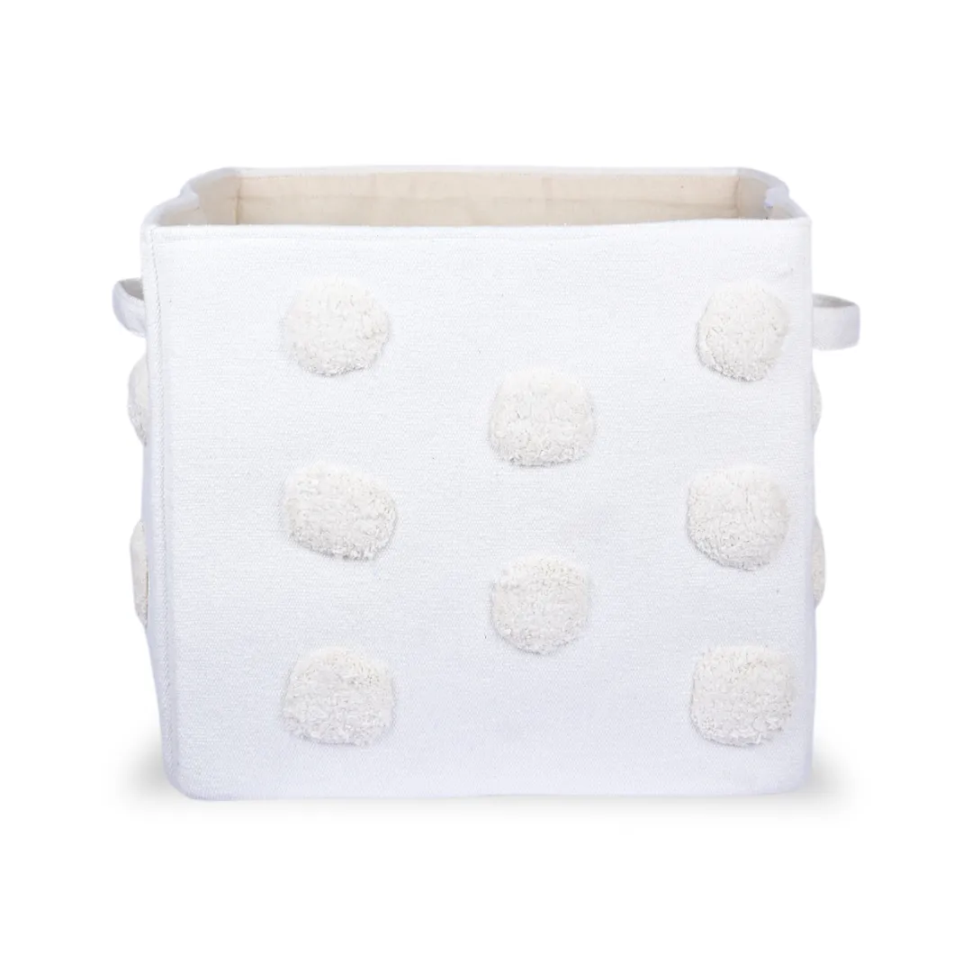 PomPom Large Rectangular Beige Toy Storage Basket