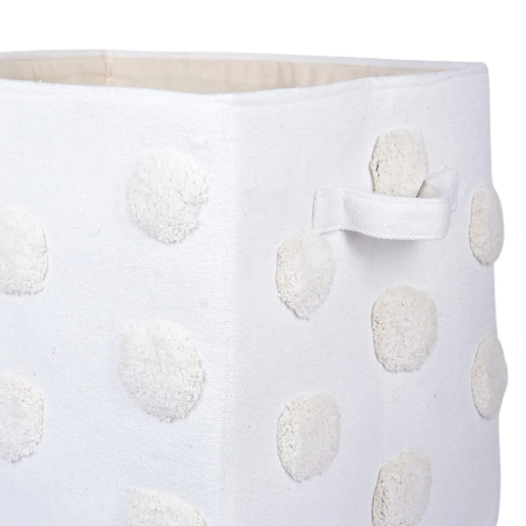 PomPom Large Rectangular Beige Toy Storage Basket