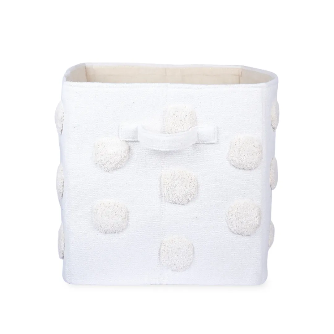PomPom Large Rectangular Beige Toy Storage Basket