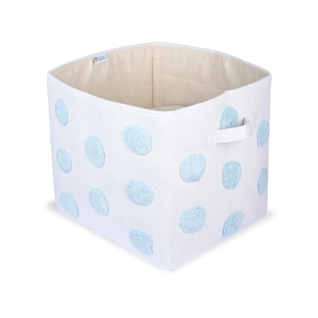 PomPom Large Rectangular Blue Toy Storage Basket