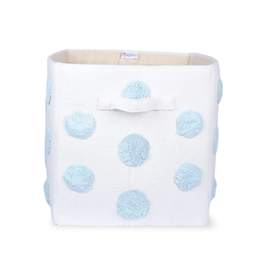 PomPom Large Rectangular Blue Toy Storage Basket