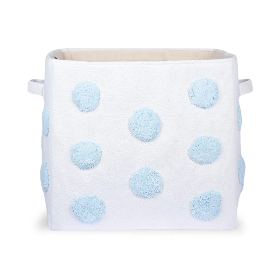 PomPom Large Rectangular Blue Toy Storage Basket