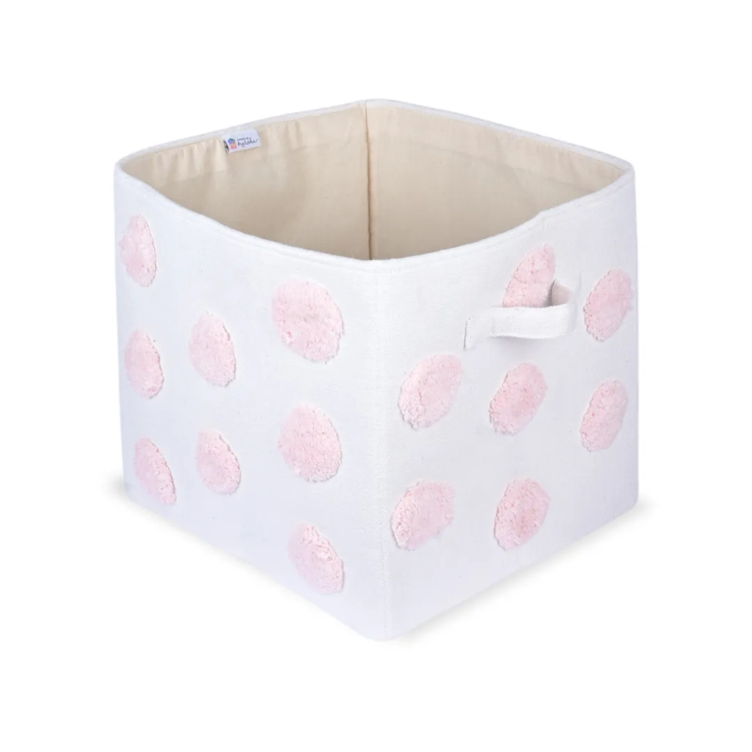 PomPom Large Rectangular Pink Toy Storage Basket