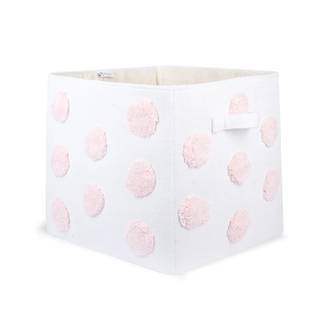 PomPom Large Rectangular Pink Toy Storage Basket