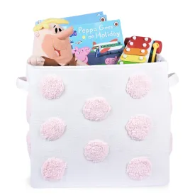 PomPom Large Rectangular Pink Toy Storage Basket