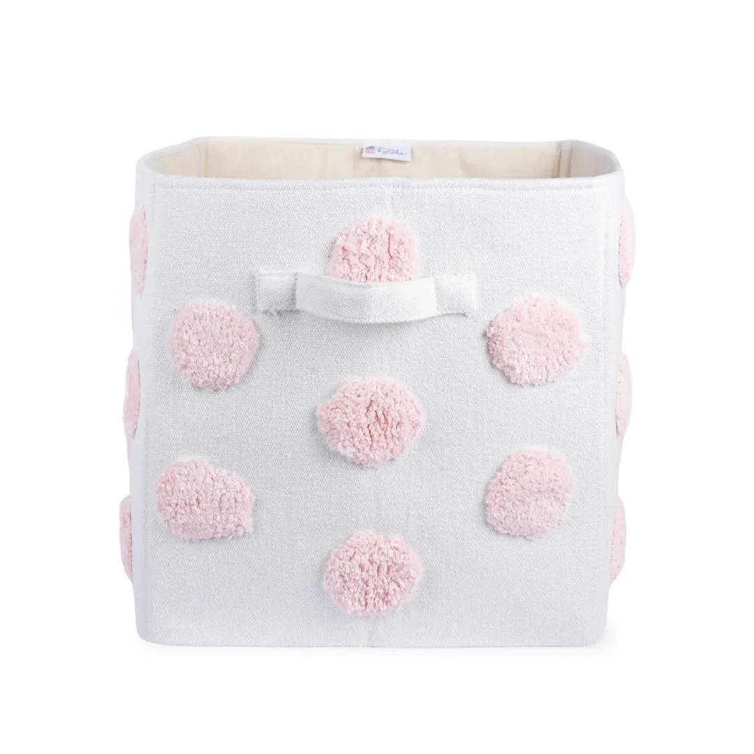 PomPom Large Rectangular Pink Toy Storage Basket