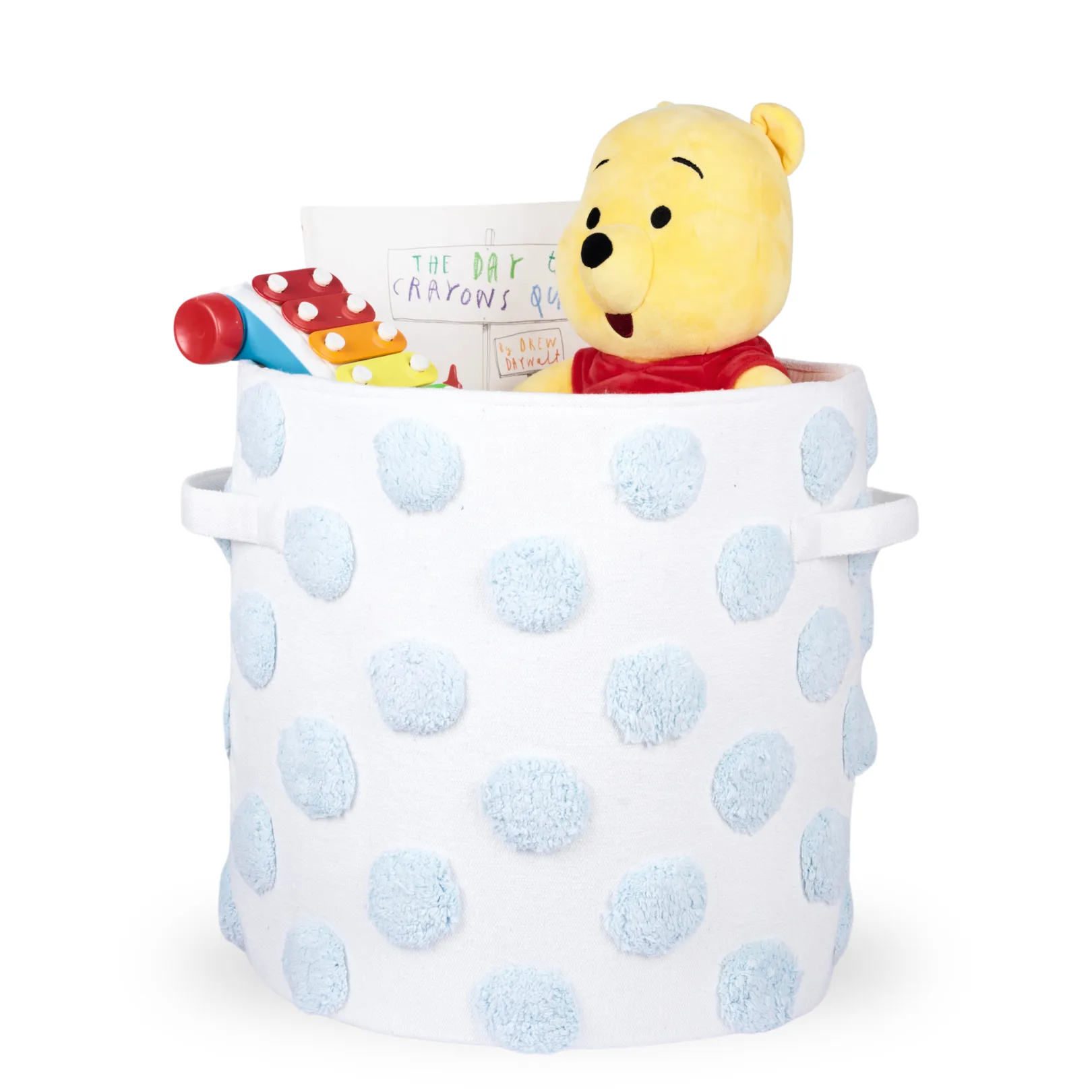 PomPom Large Round Blue Toy Storage Basket