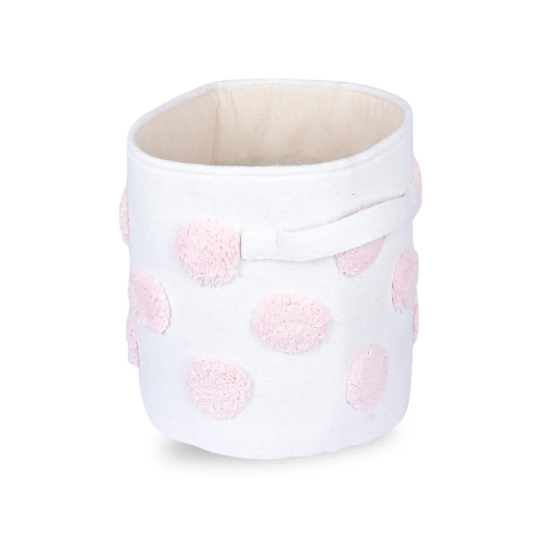 PomPom Small Round Pink Toy Storage Basket